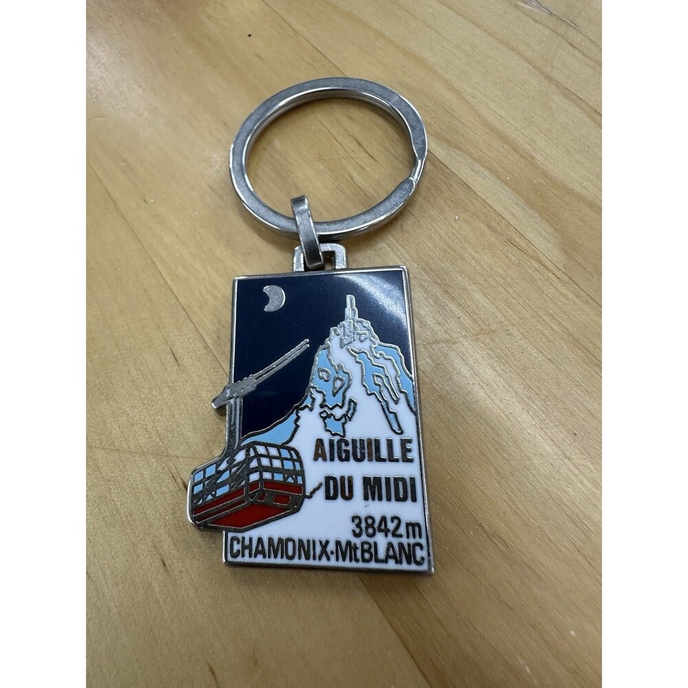 Vintage Aiguille du Midi 3842m Chamonix France Cable Car Keychain Alpes Trophees